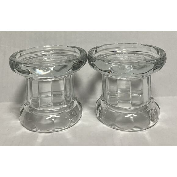 Home Interiors Gifts Chunky Clear Glass Pillar Votive Candle Holders 11981 USA - Picture 2 of 7